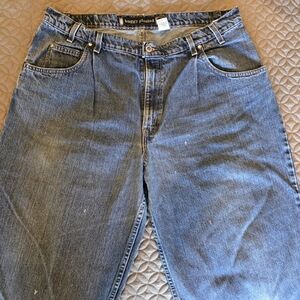 Silvertab Levi's Baggy Pleated 100% Cotton, Distressed Blue Denim Jeans, 40x34